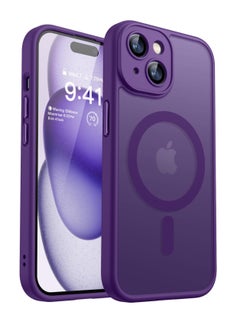Magnetic Cover for iPhone 15 Plus 6.7 Inch, MagSafe Compatible, Full Camera Protection, Translucent Matte Slim Protective Shockproof Case, Purple