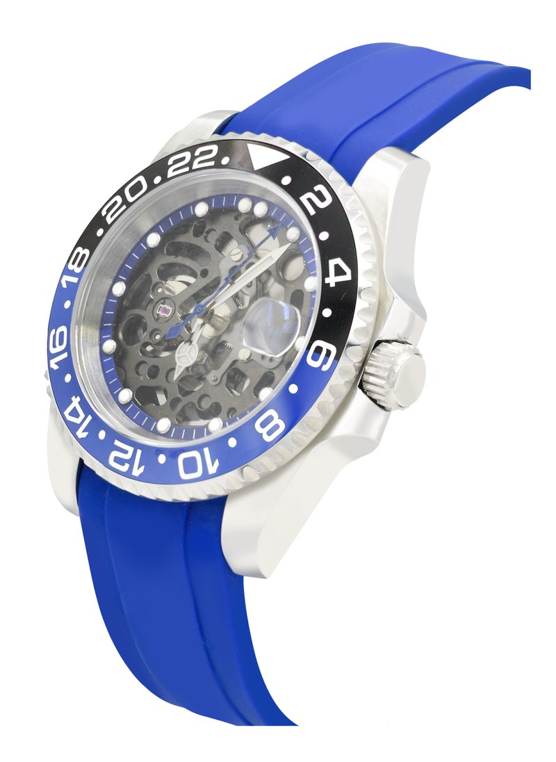 Seiko Mens Automatic Skelton Dial Blue Strap Watch - SKLTNBLU  - Image 3