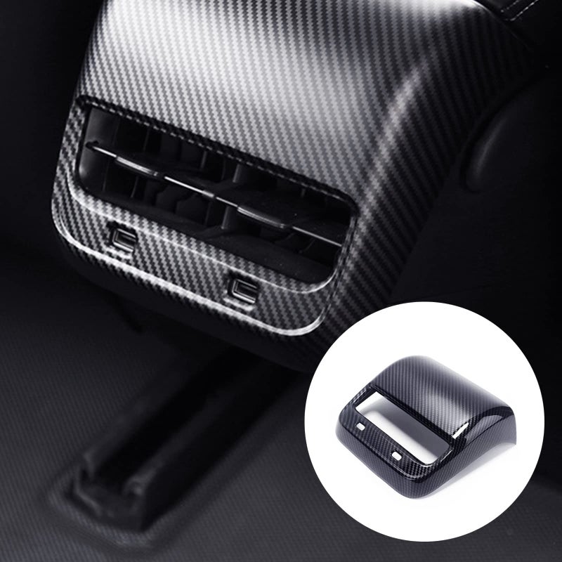 LIMBQS Carbon Fiber AC Vents Cover for Tesla Model 3 Model Y Rear Center Console Air Vent Trim for Tesla Accessories Matte Carbon