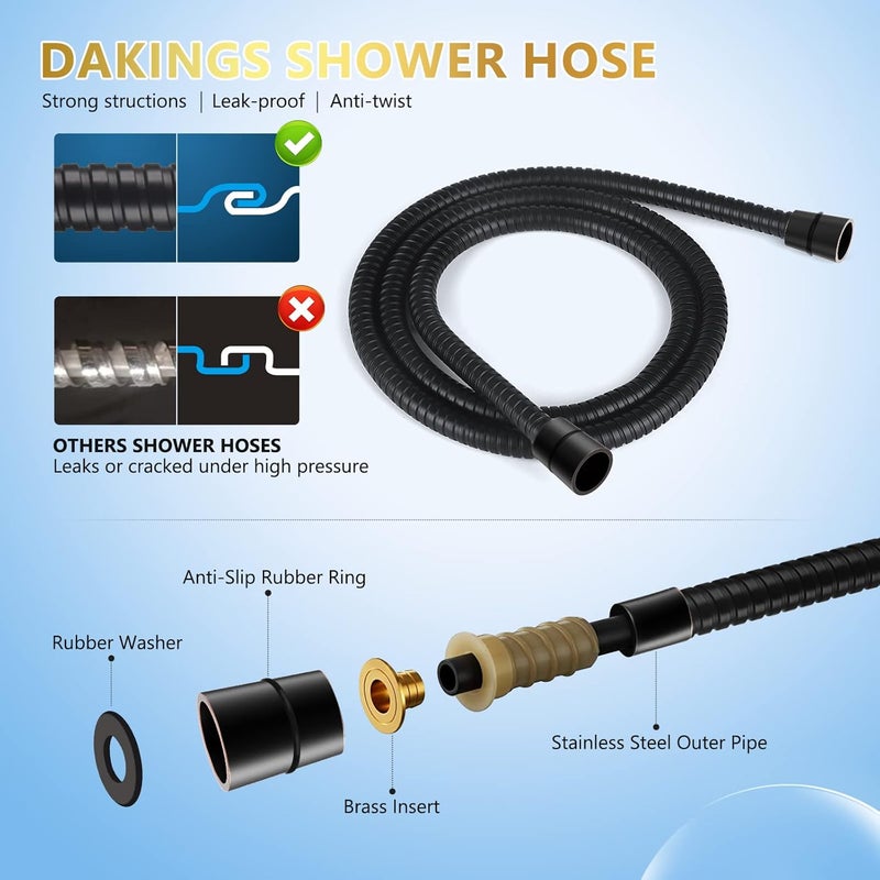 DAKINGS 6 Spray Modes High Pressure Handheld Showerhead Set Upgraded 5 Inches Shower Head with Handheld Spray Oil Rubbed Bronze Handheld Shower Head 60 Inches Stainless Steel Hose-1-Min Install - Image 4