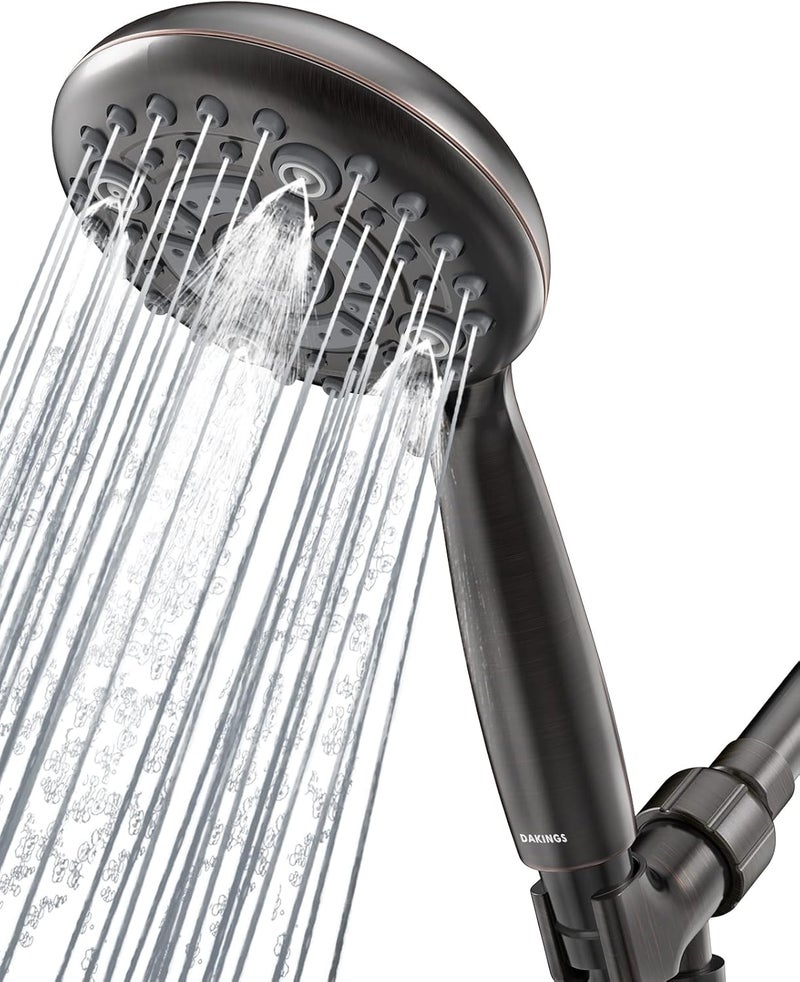 DAKINGS 6 Spray Modes High Pressure Handheld Showerhead Set Upgraded 5 Inches Shower Head with Handheld Spray Oil Rubbed Bronze Handheld Shower Head 60 Inches Stainless Steel Hose-1-Min Install - Image 1