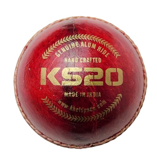 KHELSPACE KS-20 4 Piece Leather Cricket Ball Red | Hand-Stitched Professional Grade | Durable for Test, ODI, T20 & Practice Matches | Swing & Seam Optimized | Premium Shine|Pack of 1 Cricket Ball - Image 2