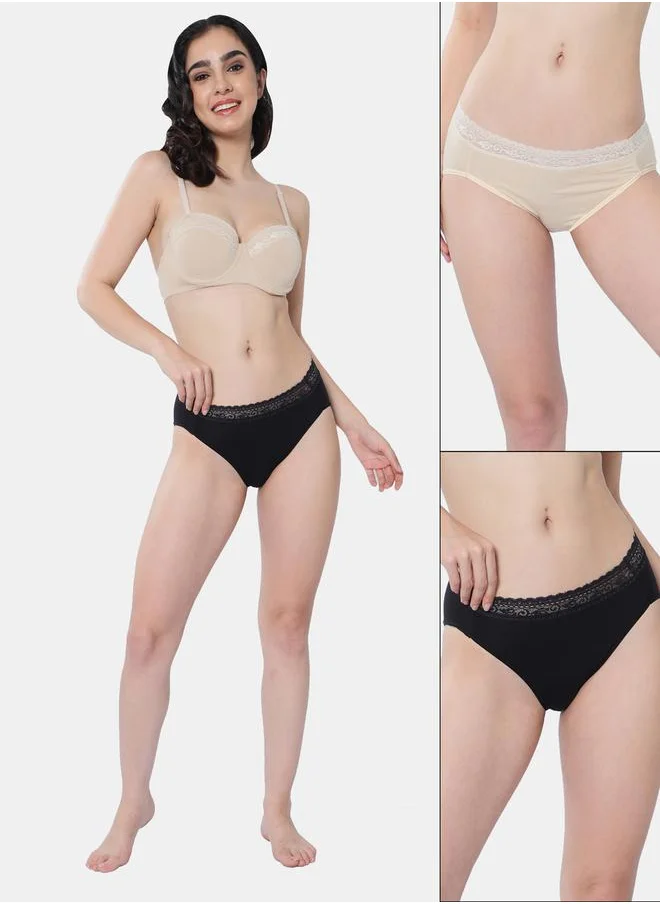 انفي Pack of 2 - Lace Detail Waistband Hipster by Styli