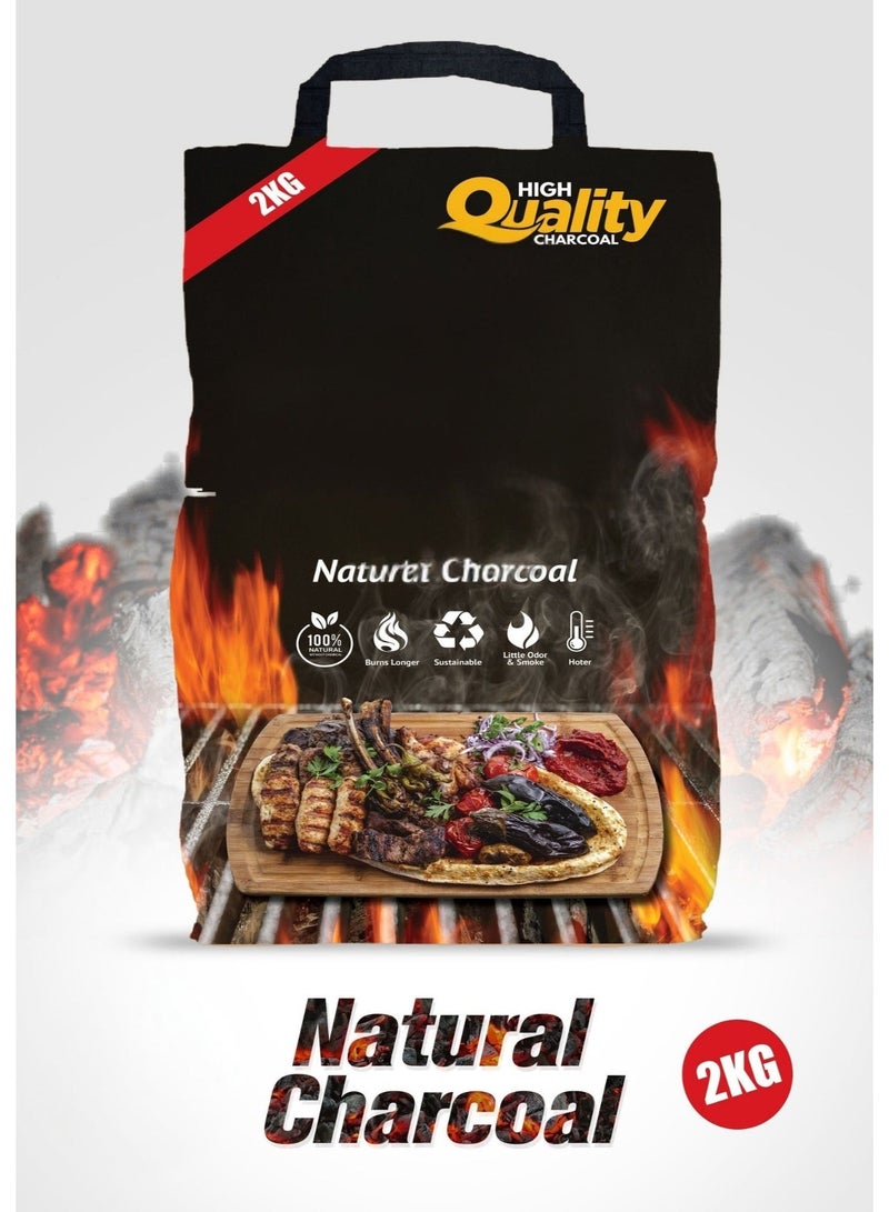 Pure Fire Natural Charcoal 2KG – 100% Hardwood | High Heat, Low Ash | Long-Lasting Restaurant-Grade BBQ Charcoal for Grilling, Smoking & Kamado Cookers | Eco-Friendly Outdoor Cooking Fuel - Image 2