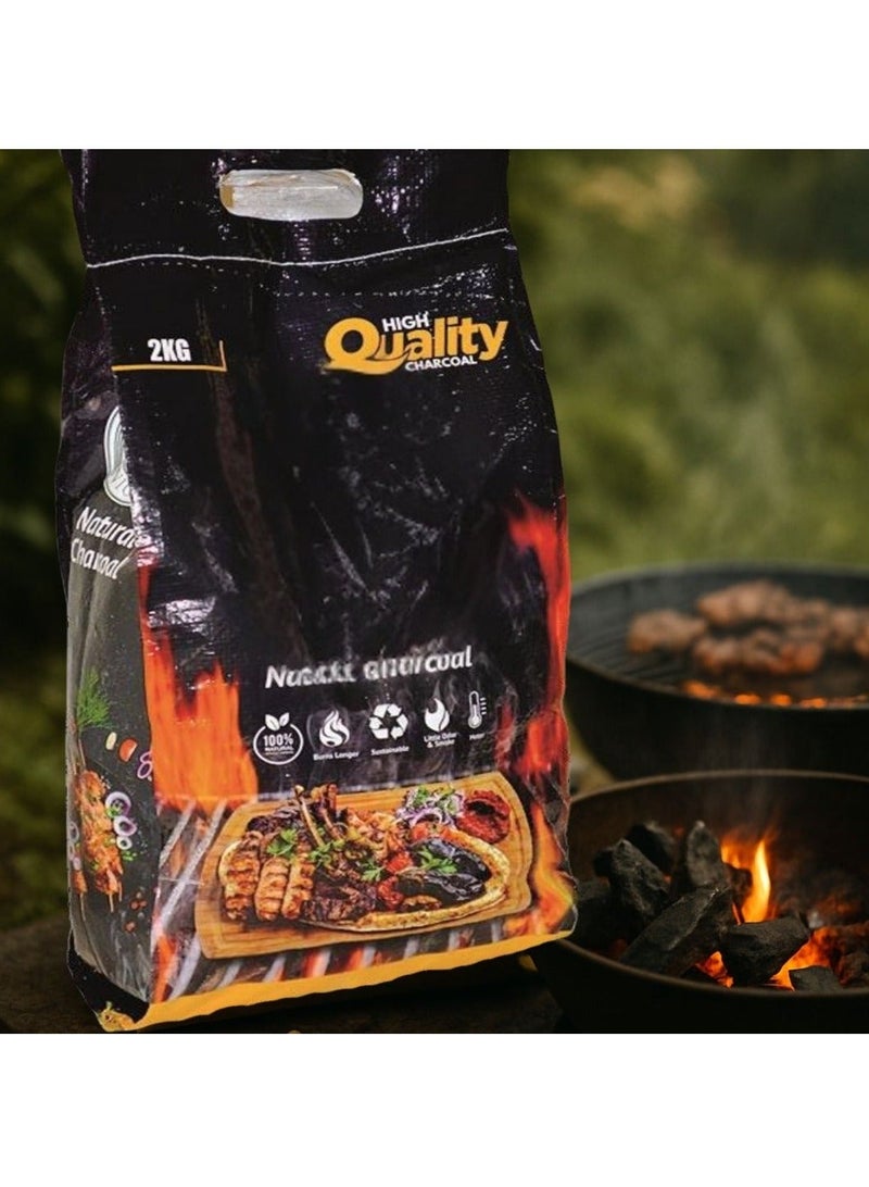 Pure Fire Natural Charcoal 2KG – 100% Hardwood | High Heat, Low Ash | Long-Lasting Restaurant-Grade BBQ Charcoal for Grilling, Smoking & Kamado Cookers | Eco-Friendly Outdoor Cooking Fuel - Image 3