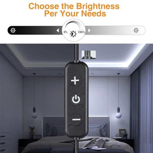 CT CAPETRONIX شريط إضاءة LED أبيض CT CAPETRONIX، 16.4 قدم، شريط إضاءة LED بجهد 24 فولت أبيض، 6000K-6500K، إضاءة LED فائقة السطوع للغرفة، المطبخ، الخزانة، الخزانة، المرآة، الداخلية (مع جهاز التحكم في السطوع) - Image 4