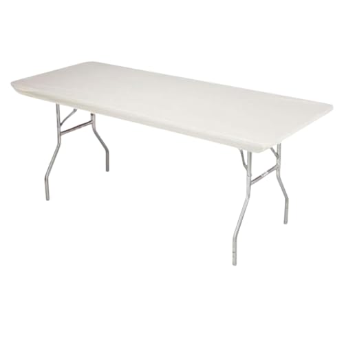 Kwik-Covers KwikCovers 8 Rectangle Plastic Table Covers 30 x 96 Bundle of 5 Ivory 