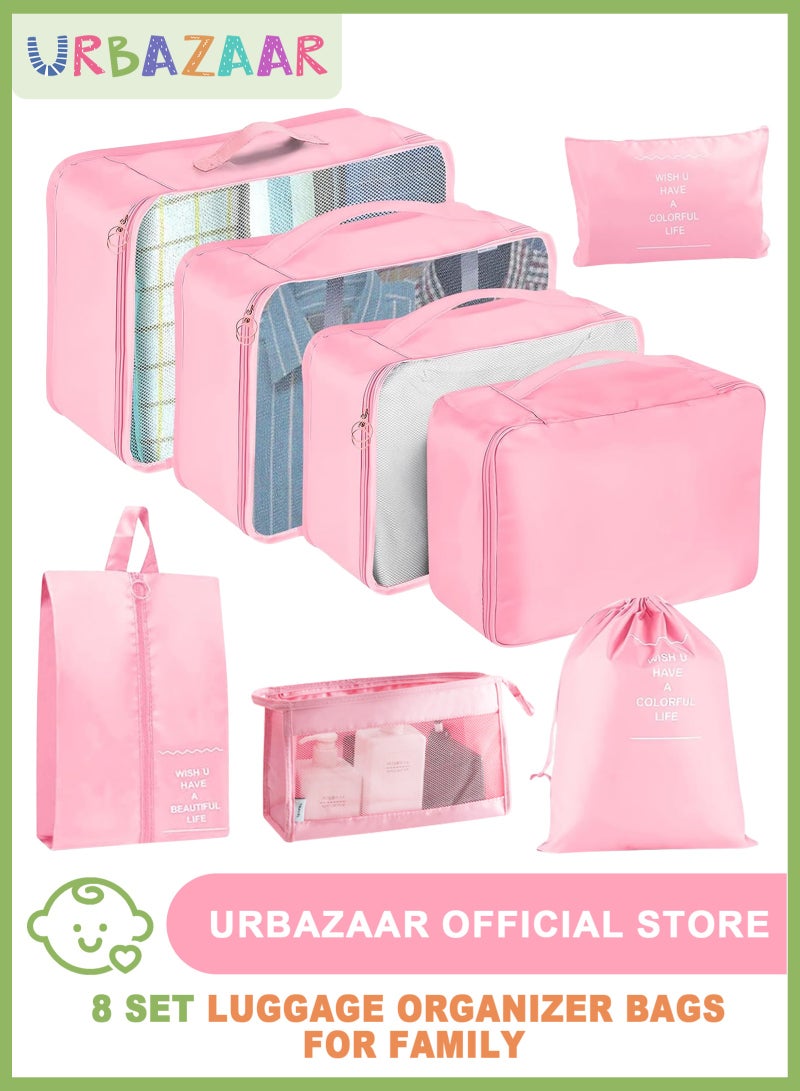 URbazaar 8Pcs Travel Luggage Packing Organizers Set with Toiletry Diaper Bag - Image 1