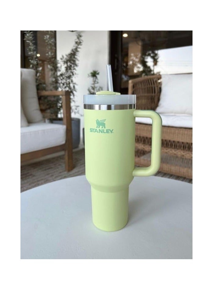 ستانلي كوب كوينشر H2.0 فلو ستيت معزول بتفريغ الهواء من ستانلي الستانلس ستيل مع غطاء وماصة للمياه والشاي المثلج او القهوة والسموذي واكثر ذلك ليموني ساطع 40 اونصة - Image 3