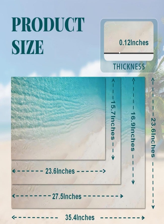 LYGLIGH Ultra Thin Bath Mat, Teal Bath Mat, 1/10 in Thin Bathroom Rugs Fit Under Door, Non-Slip Rubber Backing, Absorbent, Quick-Dry, Washable Funny Beach Decor for Shower and Tub, 35‘’X24'' - Image 2