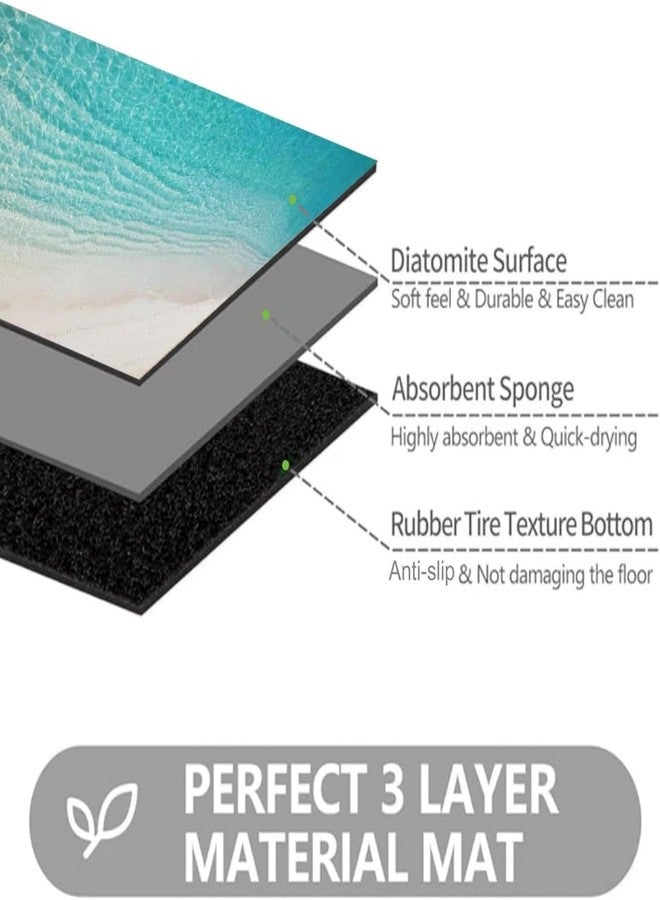 LYGLIGH Ultra Thin Bath Mat, Teal Bath Mat, 1/10 in Thin Bathroom Rugs Fit Under Door, Non-Slip Rubber Backing, Absorbent, Quick-Dry, Washable Funny Beach Decor for Shower and Tub, 35‘’X24'' - Image 4