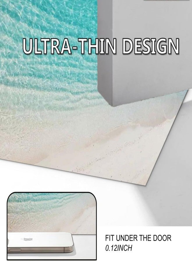 LYGLIGH Ultra Thin Bath Mat, Teal Bath Mat, 1/10 in Thin Bathroom Rugs Fit Under Door, Non-Slip Rubber Backing, Absorbent, Quick-Dry, Washable Funny Beach Decor for Shower and Tub, 35‘’X24'' - Image 3