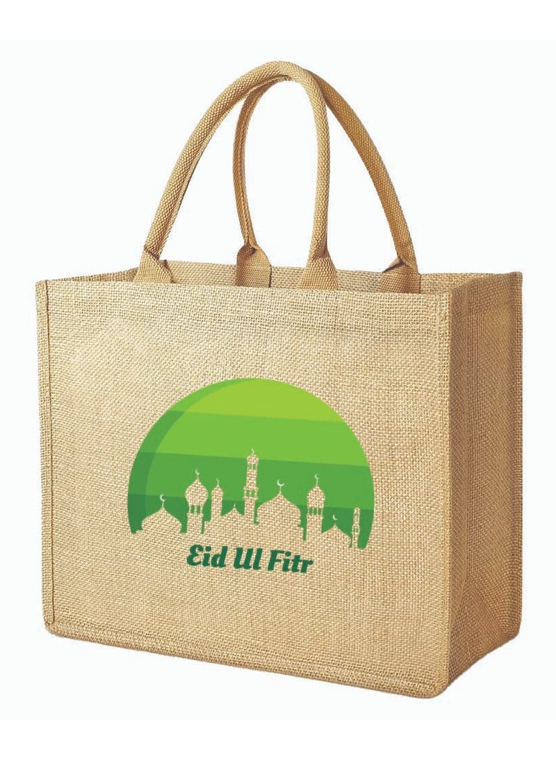 PRINTSHOP4ME Eid Mubarak Jute Tote Bags - Eco-Friendly Jute Grocery and Shopping Bags - Perfect for Shopping and Groceries Tote Bags - Gift for Eid - Eid Jute Bags  - Image 1