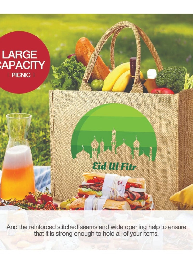 PRINTSHOP4ME Eid Mubarak Jute Tote Bags - Eco-Friendly Jute Grocery and Shopping Bags - Perfect for Shopping and Groceries Tote Bags - Gift for Eid - Eid Jute Bags  - Image 4