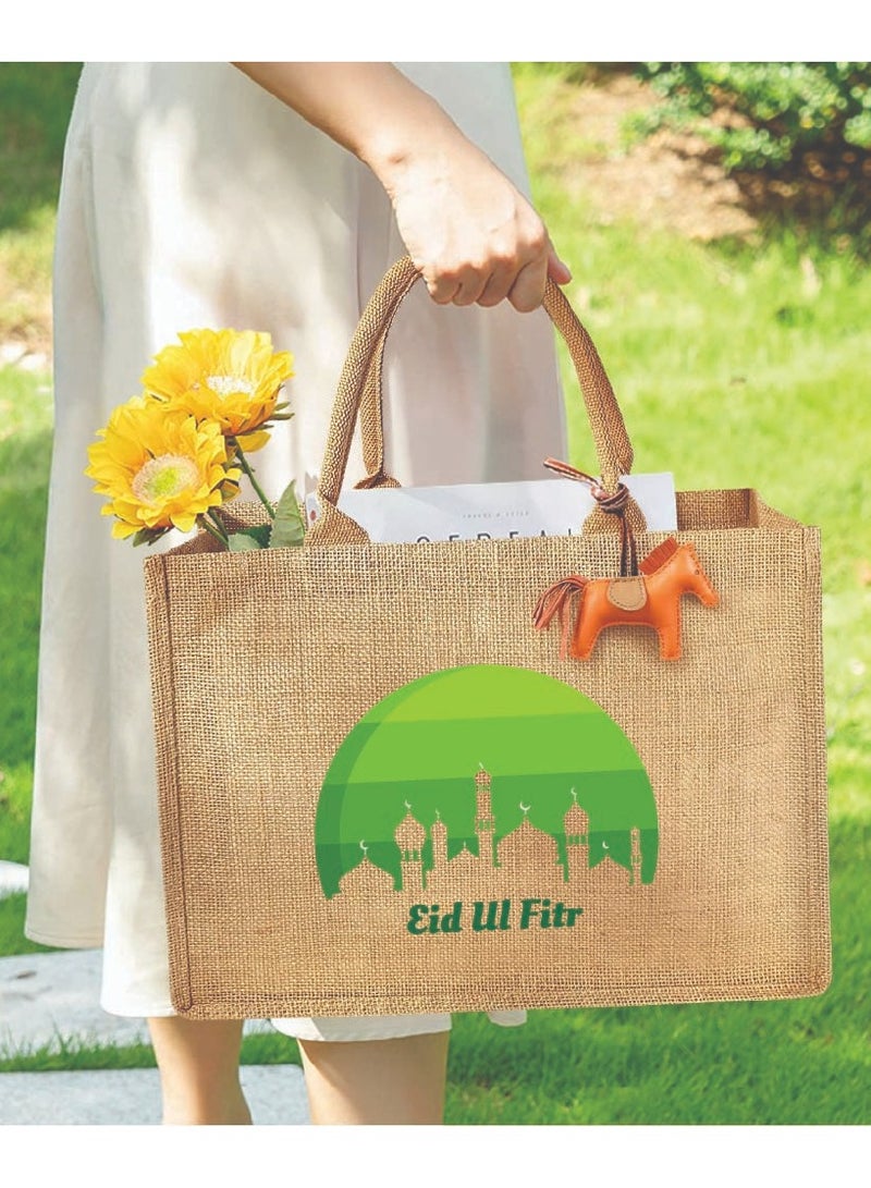 PRINTSHOP4ME Eid Mubarak Jute Tote Bags - Eco-Friendly Jute Grocery and Shopping Bags - Perfect for Shopping and Groceries Tote Bags - Gift for Eid - Eid Jute Bags  - Image 5