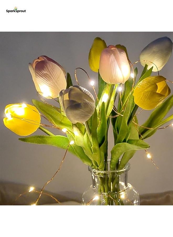 سباركسبروت سلسلة مصابيح ديوالي للكريسماس تعمل بالبطارية بطول 10 متر/33 قدم/100 مصباح LED ابيض دافئ، علبة بطارية مقاومة للماء، مصابيح داخلية لشجرة الكريسماس والزفاف والمناسبات والحفلات وديكور الحديقة والربيع - Image 5
