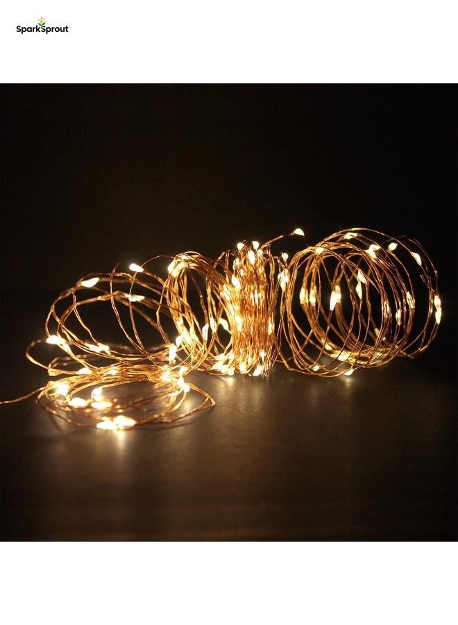 سباركسبروت سلسلة مصابيح ديوالي للكريسماس تعمل بالبطارية بطول 10 متر/33 قدم/100 مصباح LED ابيض دافئ، علبة بطارية مقاومة للماء، مصابيح داخلية لشجرة الكريسماس والزفاف والمناسبات والحفلات وديكور الحديقة والربيع - Image 4