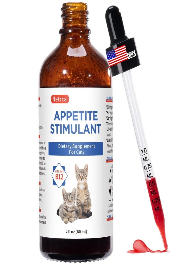 Netrca Cat Appetite Stimulant - Vitamin B12 (Methylcobalamin) Liquid Supplement - Boosts Appetite, Energy, and Mood - 60 ml - Image 1