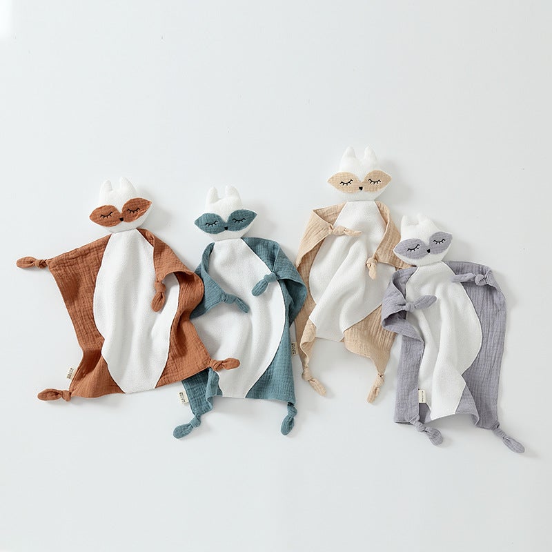 Comforting Towel For Infants And Newborns, Pure Cotton Gauze Baby Sleep Aid, Little White Fox Hand Puppet Toy, - Image 3