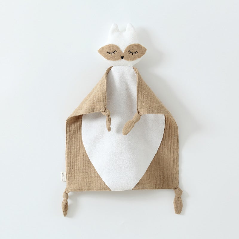 Comforting Towel For Infants And Newborns, Pure Cotton Gauze Baby Sleep Aid, Little White Fox Hand Puppet Toy, - Image 2