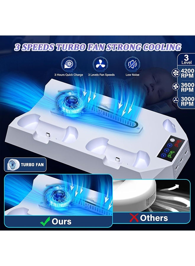 PS5 Stand with Silent Cooling Fan, Dual Controller Charging Dock & Headset Holder, All-in-One Vertical Stand, Fast Charging Station, PS5 Accessories for PS5 Digital and Disc Edition Console - Image 5