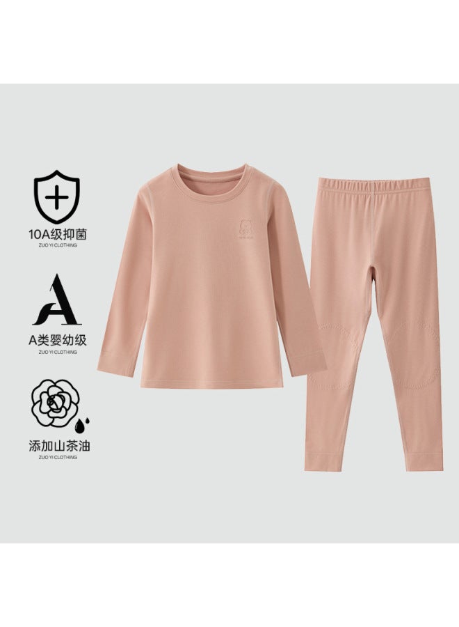 【drop Shipping】autumn/winter Children's Thermal Underwear Set Round Neck Antibacterial Fleece Heating Cartoon Long Johns
