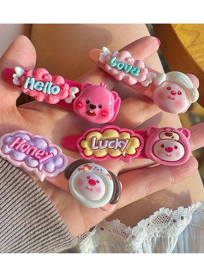 hiwonka Baby Hair Clips 4Pieces, Loppy Hair Pin, Barrettes for Girls, Toddler Girls Hair Accessories, Kids Hair Clips for Styling, Flower Rainbow Candy Fruits Butterfly Cute Hair - Image 1