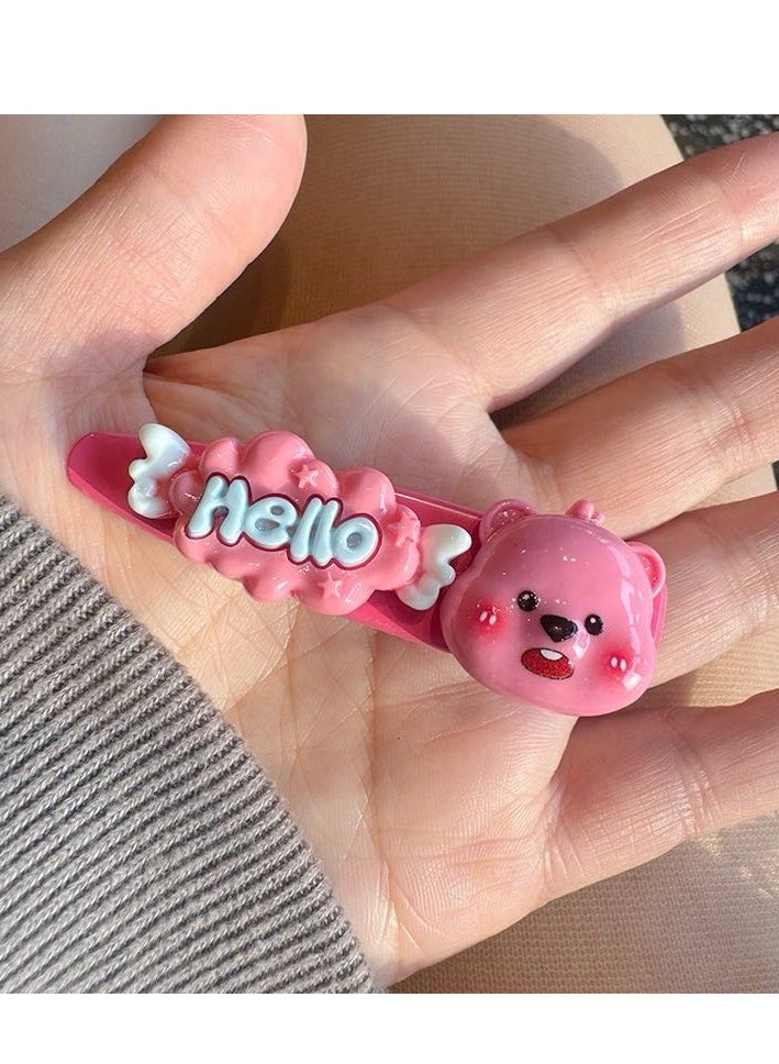 hiwonka Baby Hair Clips 4Pieces, Loppy Hair Pin, Barrettes for Girls, Toddler Girls Hair Accessories, Kids Hair Clips for Styling, Flower Rainbow Candy Fruits Butterfly Cute Hair - Image 2