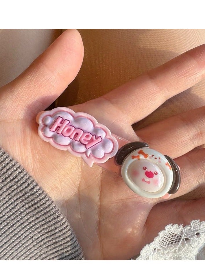 hiwonka Baby Hair Clips 4Pieces, Loppy Hair Pin, Barrettes for Girls, Toddler Girls Hair Accessories, Kids Hair Clips for Styling, Flower Rainbow Candy Fruits Butterfly Cute Hair - Image 3