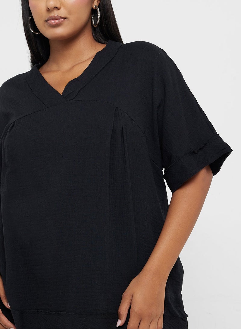 جينجر بلس بلوزة بياقة على شكل حرف - Image 3