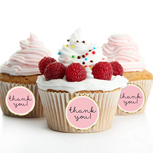 Mr.Mug Chic Gold Thank You Labels, Round Pink Stickers, 1.4 Inch Adhesive Stickers - 500 Pack - Image 3
