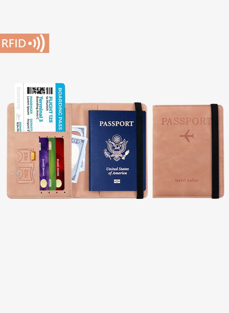 أغطية جواز السفر الجلدية، محفظة السفر، حامل جواز السفر (وردي) - Image 1