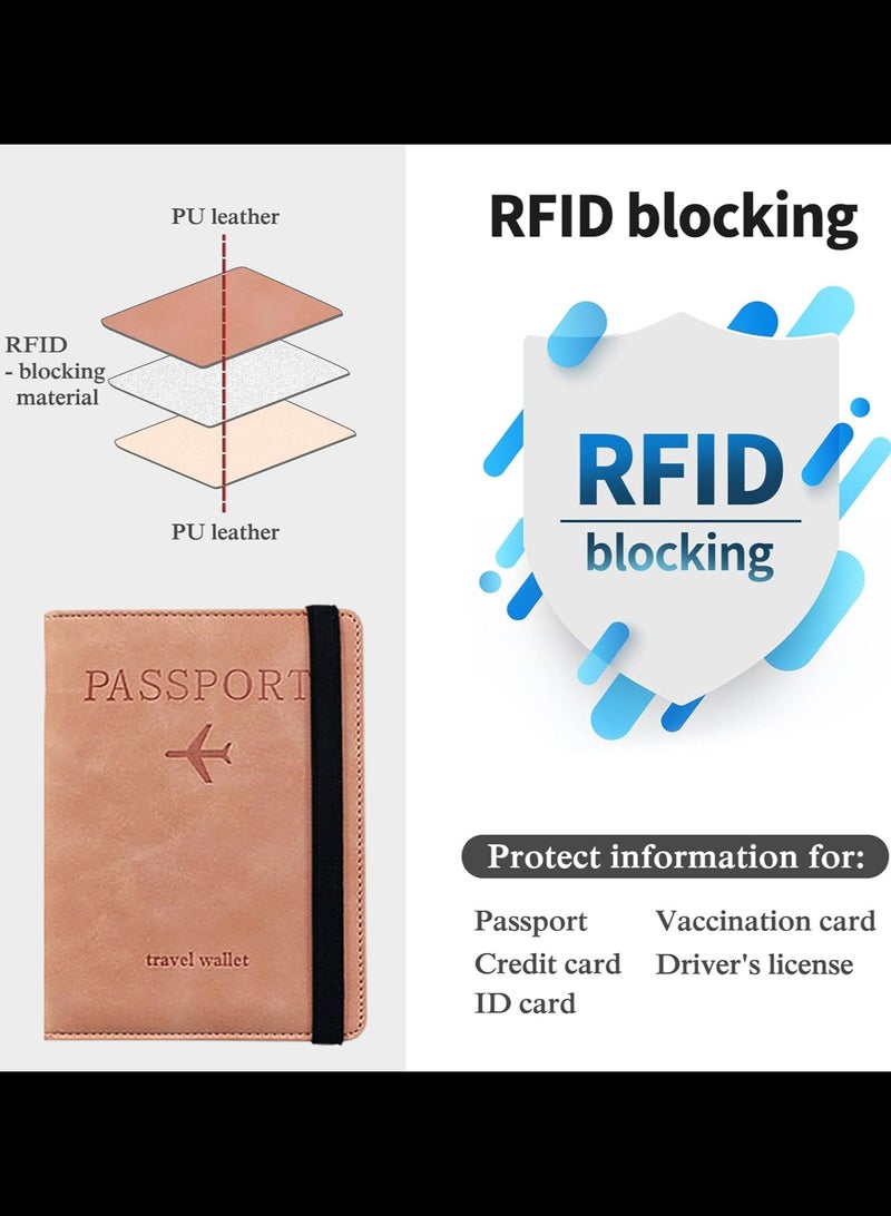أغطية جواز السفر الجلدية، محفظة السفر، حامل جواز السفر (وردي) - Image 5