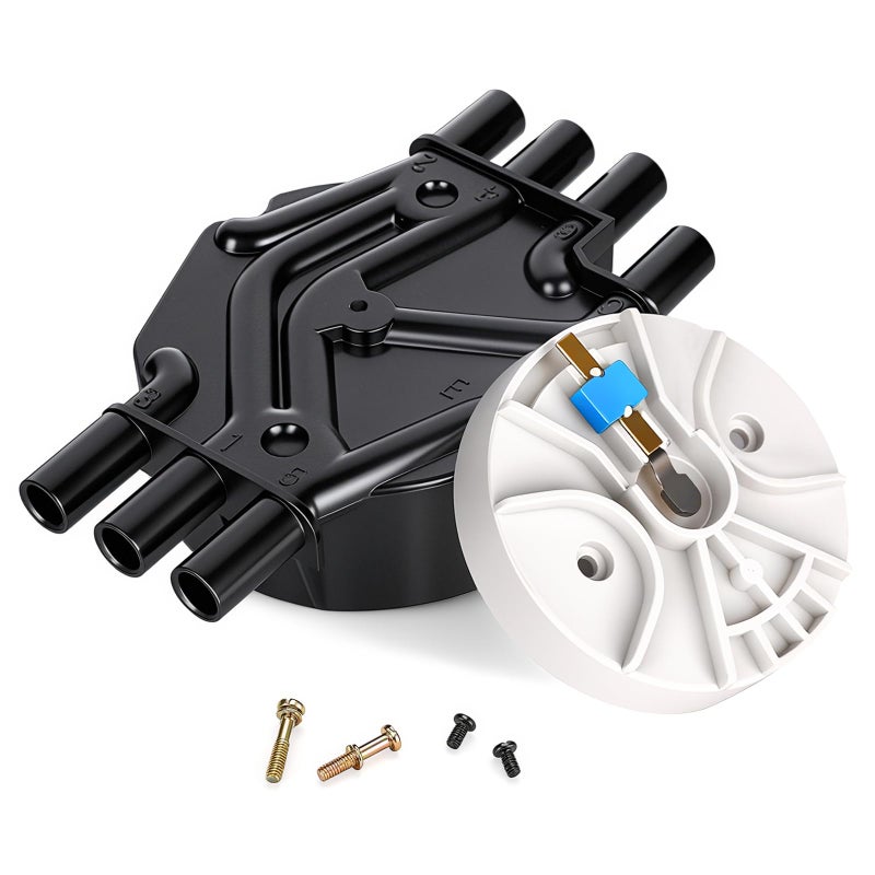طقم غطاء موزع الإشعال والدوران متوافق مع شاحنات GMC شيفروليه V6 4.3L Vortec 1996-2005 أسترو بليزر 1996-2001 جيمي والمزيد استبدال DR475 DR331 D465 D328A 10452457 10452458