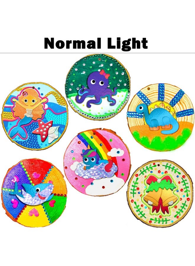 atydkug Atydkug Kids Wooden Painting Kit - Glow in the Dark Foil Arts Fun Kit DIY Crafts Gifts for Boys Girls Ages 6-12 Wood Slices Gem Diamond Kit Painting Sets Creative Art Toys Birthday Party Arts & Crafts  - Image 2