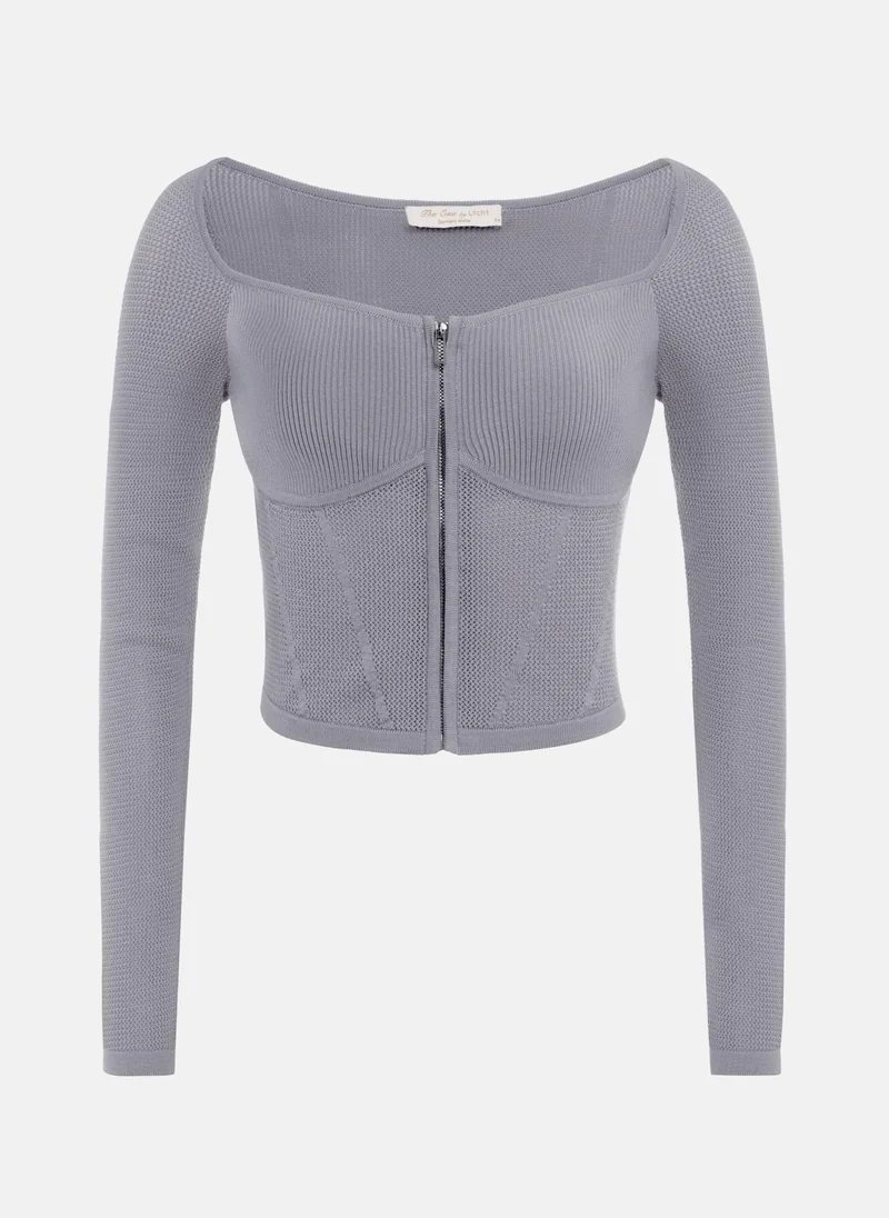 Lichi Zip-up jersey corset top