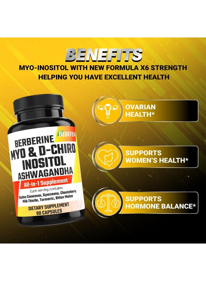 BEBEFEN كبسولات بيبيفين ميو-إنوزيتول ودي-كيرو إنوزيتول مع أشواغاندا، بيربرين، قرفة، جمنما، توت العفة، حليب الشوك، كركم، بطيخ مر - 90 كبسولة - Image 5