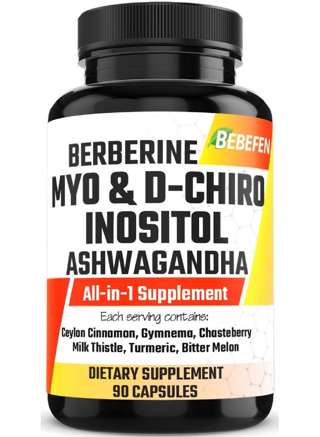 BEBEFEN كبسولات بيبيفين ميو-إنوزيتول ودي-كيرو إنوزيتول مع أشواغاندا، بيربرين، قرفة، جمنما، توت العفة، حليب الشوك، كركم، بطيخ مر - 90 كبسولة - Image 1