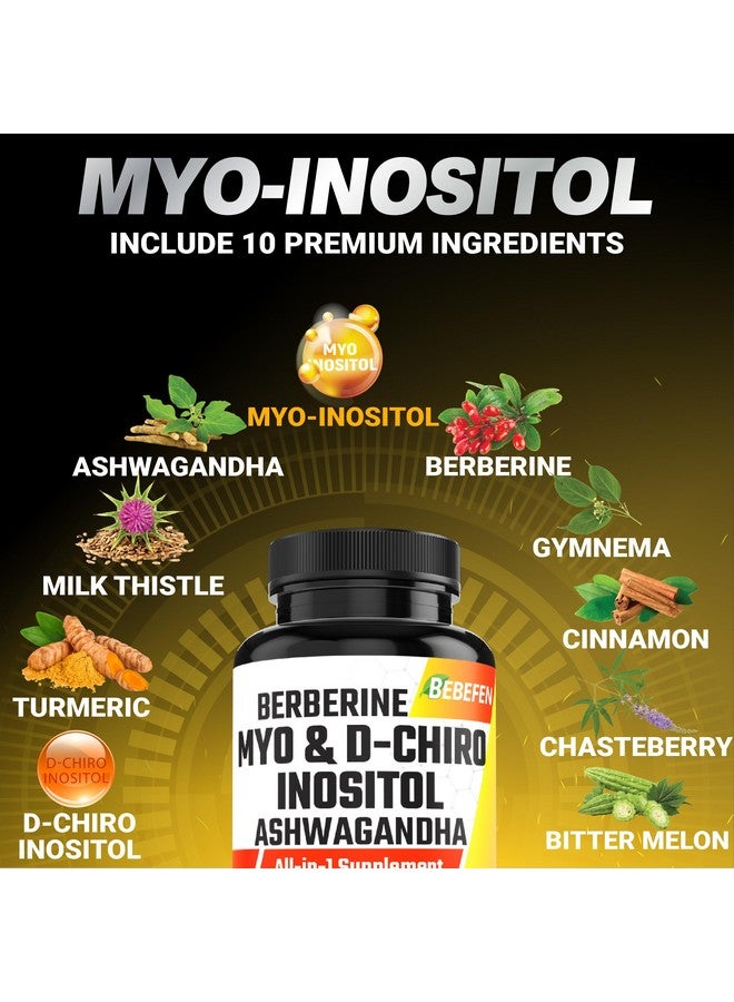BEBEFEN كبسولات بيبيفين ميو-إنوزيتول ودي-كيرو إنوزيتول مع أشواغاندا، بيربرين، قرفة، جمنما، توت العفة، حليب الشوك، كركم، بطيخ مر - 90 كبسولة - Image 4