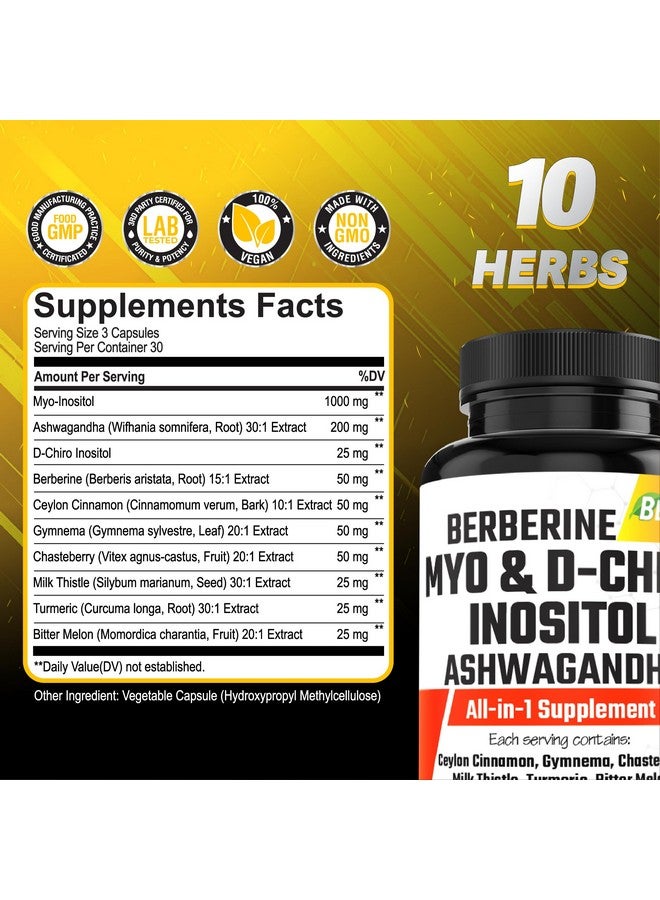 BEBEFEN كبسولات بيبيفين ميو-إنوزيتول ودي-كيرو إنوزيتول مع أشواغاندا، بيربرين، قرفة، جمنما، توت العفة، حليب الشوك، كركم، بطيخ مر - 90 كبسولة - Image 3