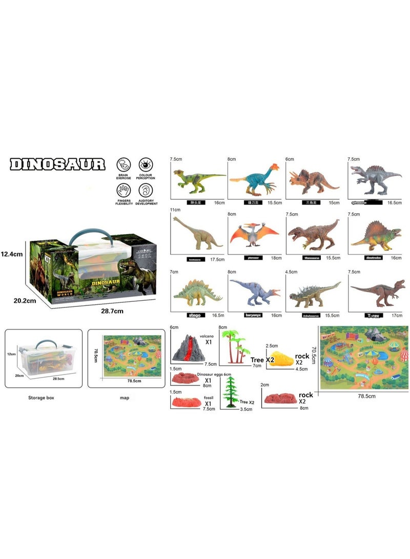 Solid Dinosaur Storage Box Set Toys For Children Over 3 Years Old, Multiple Realistic Dinosaur Models With Boxes, Tyrannosaurus Rex, Jurassic Dinosaurs, Toddler Boys And Girls - Image 1