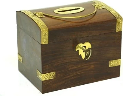 Ttt Wooden Locking Piggy Bank