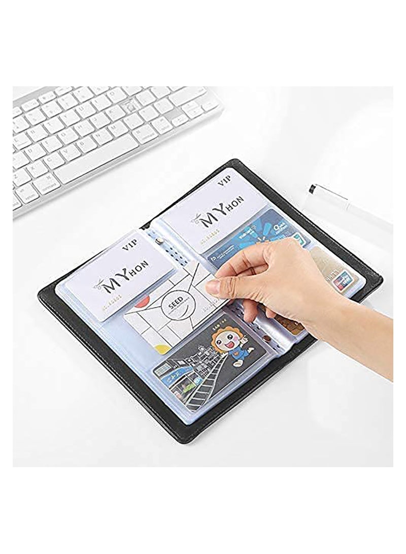 SYOSI 4 Pack Business Card Organizer Business Card Holder Book, Portable Business Card Binder File Sleeve Storage, Business Card Holders, Name Card Holder for Men  Women, 120 Cards, Black  - Image 1