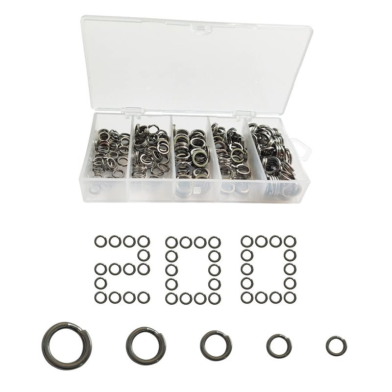 200 PCS Stainless Steel Fishing Split Rings Fishing Lures Connector Flat Stainless Steel Split Ring for Mini Key Chain Rings Open Jump Rings Connectors for Jewlery Making Findings Fishing