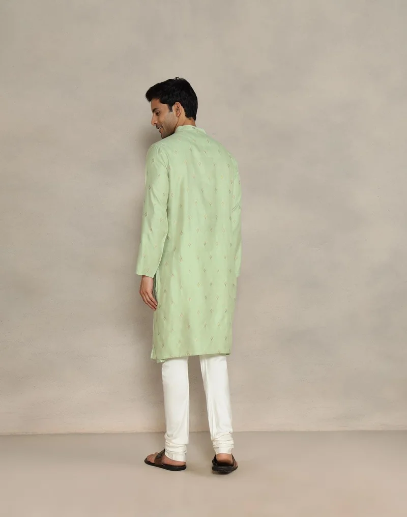 Fabindia Green Viscose Blend Long Kurta