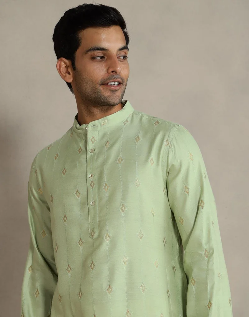 Fabindia Green Viscose Blend Long Kurta