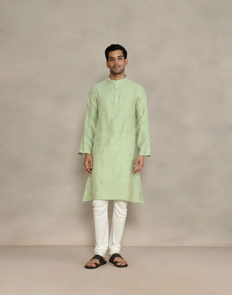 Fabindia Green Viscose Blend Long Kurta