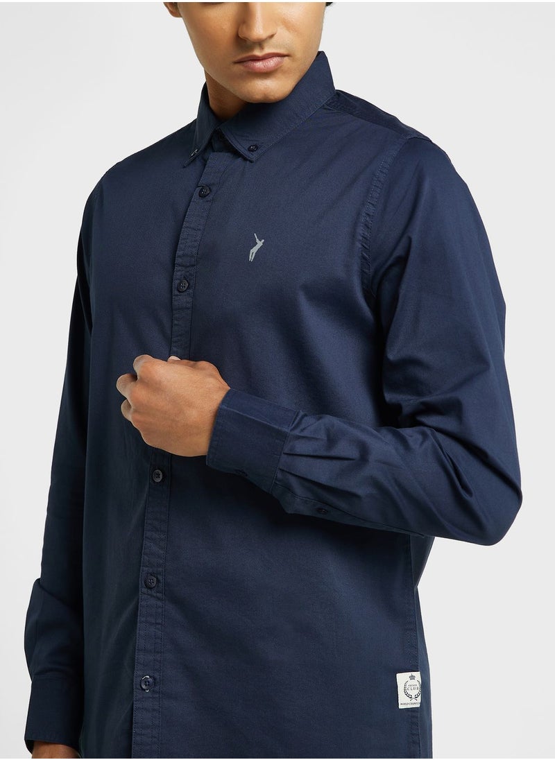 Thomas Scott - Thomas Scott Classic Slim Fit Spread Collar Twill Casual Shirt - Image 1
