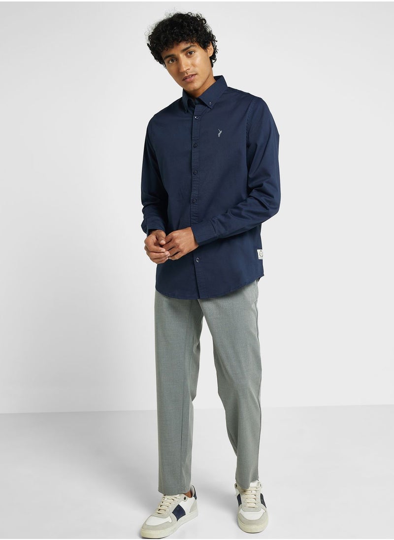 Thomas Scott - Thomas Scott Classic Slim Fit Spread Collar Twill Casual Shirt - Image 1