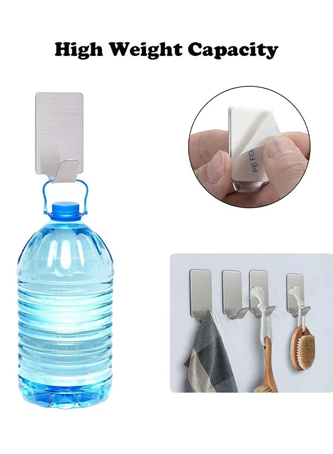 Adhesive Hooks Heavy Duty Wall Hangers Hooks Waterproof Stainless Steel Towel Hanger Holder Stick on Hooks for Hanging Kitchen Bathroom Home 6 Packs - Image 3